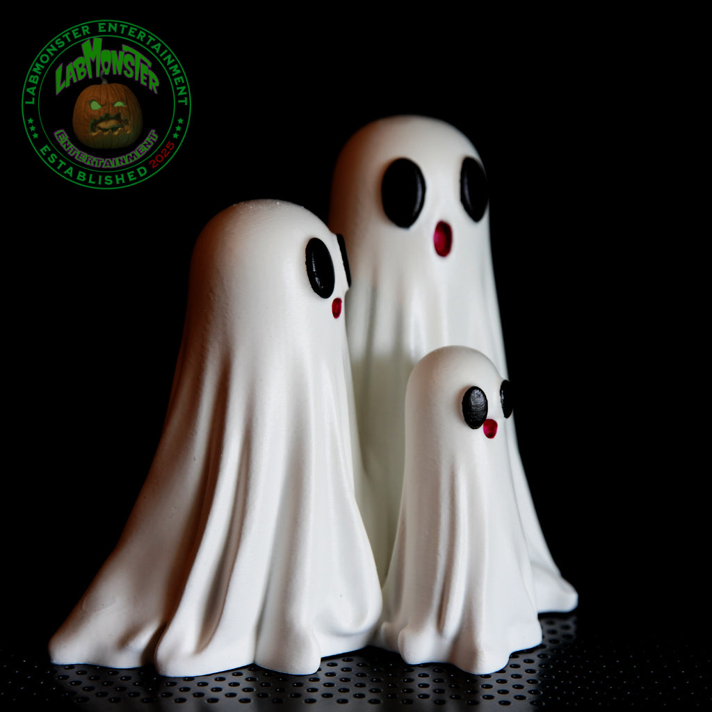 Large Ghost Family Halloween Cute Decor - Original Design, Hand Painted Details, Table and Office Spooky Decor