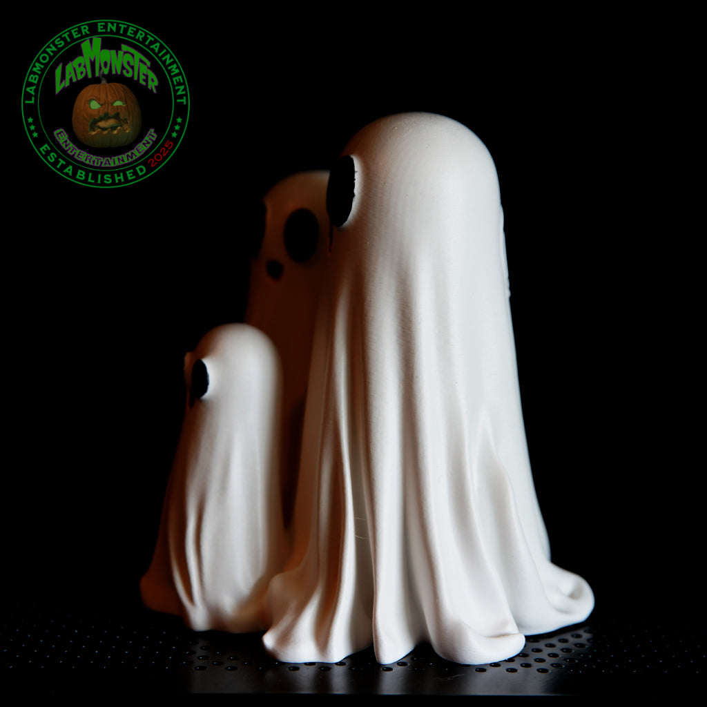 Large Ghost Family Halloween Cute Decor - Original Design, Hand Painted Details, Table and Office Spooky Decor