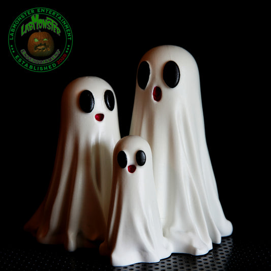 Large Ghost Family Halloween Cute Decor - Original Design, Hand Painted Details, Table and Office Spooky Decor