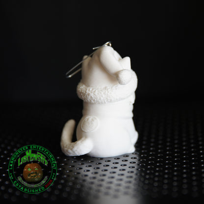 Paint Your Own 3D Printed Christmas Kitty Ornament - Chibi Cat DIY Kit - Kawaii Blank Cat with Scarf & Hat - Cat Lover Gift