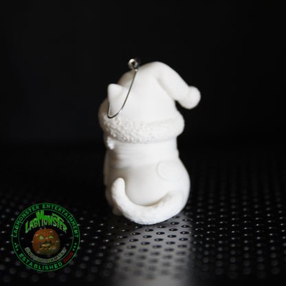 Paint Your Own 3D Printed Christmas Kitty Ornament - Chibi Cat DIY Kit - Kawaii Blank Cat with Scarf & Hat - Cat Lover Gift