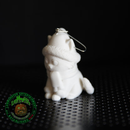 Paint Your Own 3D Printed Christmas Kitty Ornament - Chibi Cat DIY Kit - Kawaii Blank Cat with Scarf & Hat - Cat Lover Gift