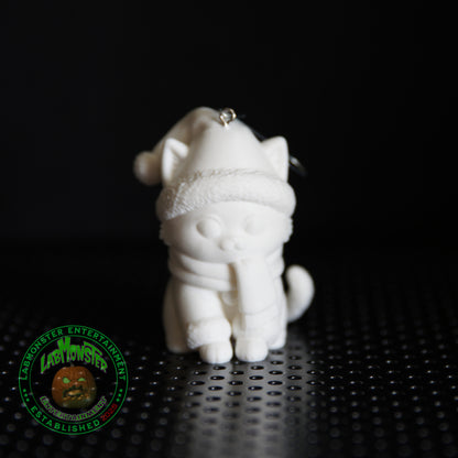 Paint Your Own 3D Printed Christmas Kitty Ornament - Chibi Cat DIY Kit - Kawaii Blank Cat with Scarf & Hat - Cat Lover Gift