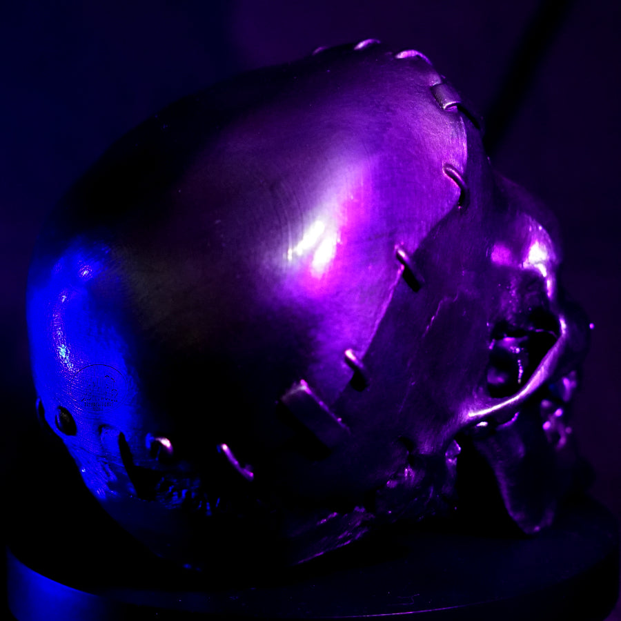Chrome-Painted Frankenstein Monster Skull