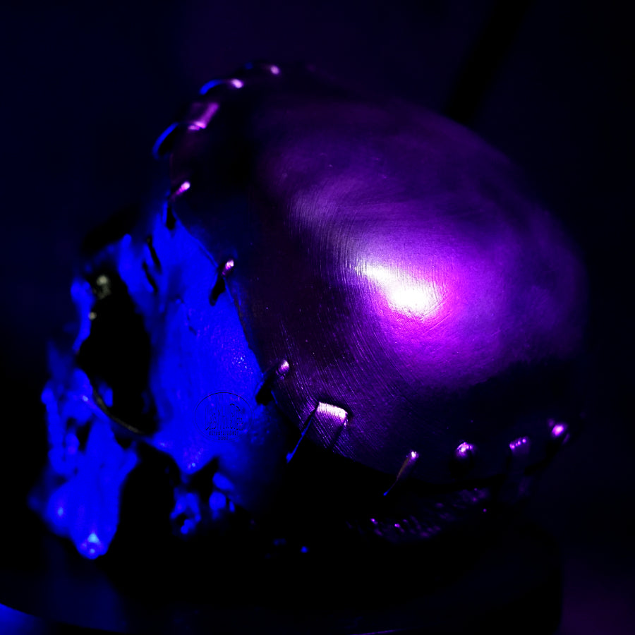 Chrome-Painted Frankenstein Monster Skull