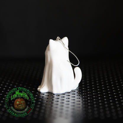 Paint-Your-Own Ghost Kitty Christmas Ornament - 3D Printed Cute Cat Ghost Blank DIY Kit - Spooky Sweet Halloween/Christmas Decor