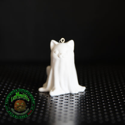 Paint-Your-Own Ghost Kitty Christmas Ornament - 3D Printed Cute Cat Ghost Blank DIY Kit - Spooky Sweet Halloween/Christmas Decor