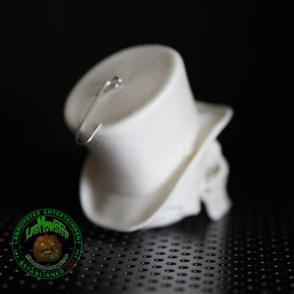 Paint-Your-Own Gothic Skull Christmas Ornament with Top Hat – Unpainted 3D Printed PLA Blank – DIY Creepmas Decoration