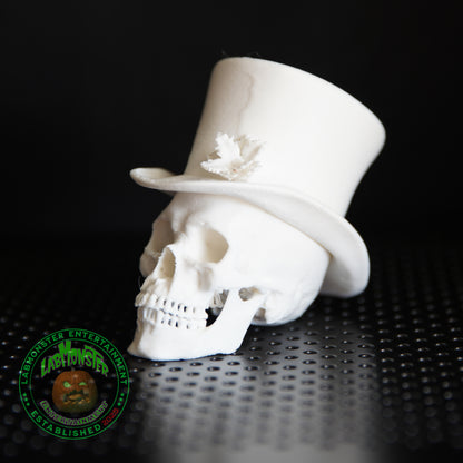 Paint-Your-Own Gothic Skull Christmas Ornament with Top Hat – Unpainted 3D Printed PLA Blank – DIY Creepmas Decoration