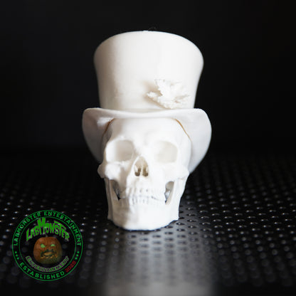 Paint-Your-Own Gothic Skull Christmas Ornament with Top Hat – Unpainted 3D Printed PLA Blank – DIY Creepmas Decoration