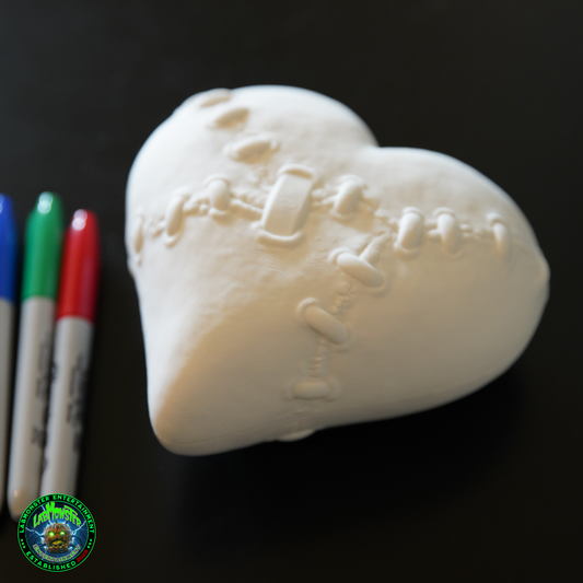 Franken Heart Box, 3D Printed Paint Your Own DIY Trinket Box, Gothic Horror Gift, Dark Desk Accessory