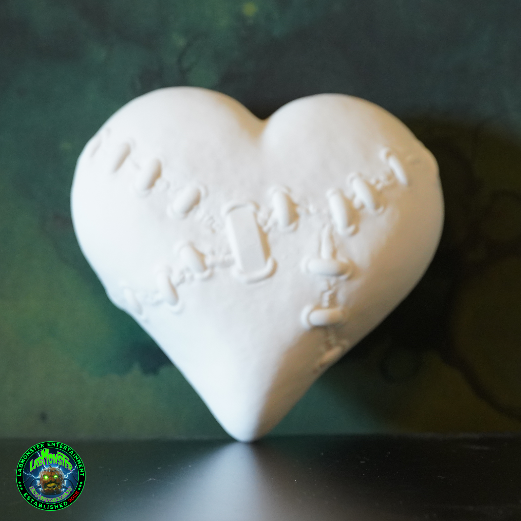 Franken Heart Box, 3D Printed Paint Your Own DIY Trinket Box, Gothic Horror Gift, Dark Desk Accessory