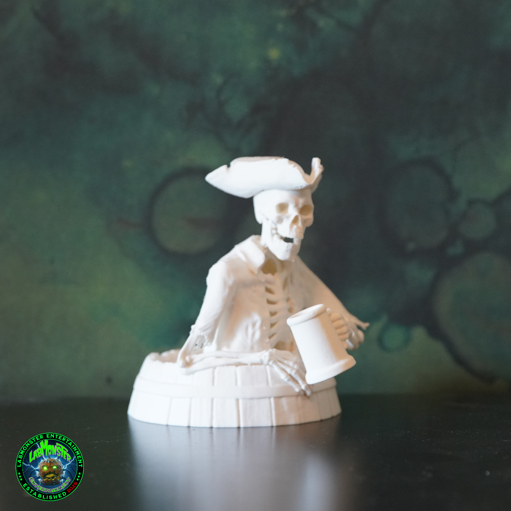 3D Printed Jolly Pirate Skeleton Treasure Barrel Dice Vault – Paint-It-Yourself PLA Blank – Perfect for Dice, Candy, or Treasures!