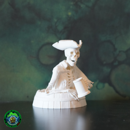3D Printed Jolly Pirate Skeleton Treasure Barrel Dice Vault – Paint-It-Yourself PLA Blank – Perfect for Dice, Candy, or Treasures!