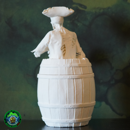 3D Printed Jolly Pirate Skeleton Treasure Barrel Dice Vault – Paint-It-Yourself PLA Blank – Perfect for Dice, Candy, or Treasures!