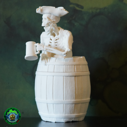 3D Printed Jolly Pirate Skeleton Treasure Barrel Dice Vault – Paint-It-Yourself PLA Blank – Perfect for Dice, Candy, or Treasures!
