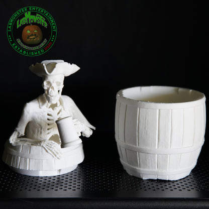 3D Printed Jolly Pirate Skeleton Treasure Barrel Dice Vault – Paint-It-Yourself PLA Blank – Perfect for Dice, Candy, or Treasures!