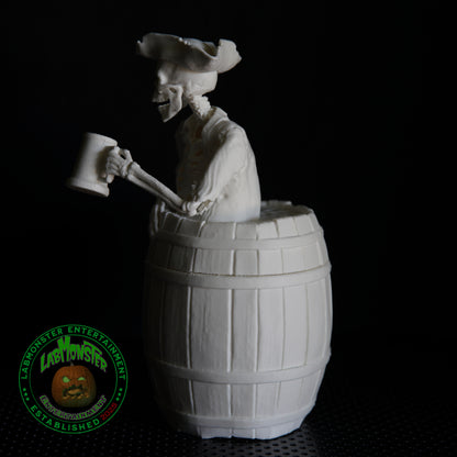 3D Printed Jolly Pirate Skeleton Treasure Barrel Dice Vault – Paint-It-Yourself PLA Blank – Perfect for Dice, Candy, or Treasures!