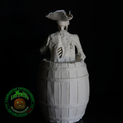 3D Printed Jolly Pirate Skeleton Treasure Barrel Dice Vault – Paint-It-Yourself PLA Blank – Perfect for Dice, Candy, or Treasures!