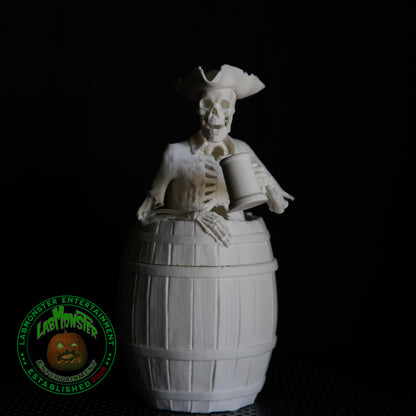 3D Printed Jolly Pirate Skeleton Treasure Barrel Dice Vault – Paint-It-Yourself PLA Blank – Perfect for Dice, Candy, or Treasures!